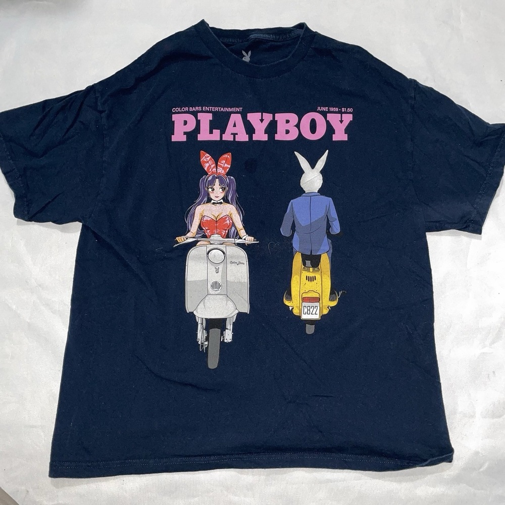 Color Bars x Playboy Club Anime Bunny Scooter T Tshirt XL Black June 1959